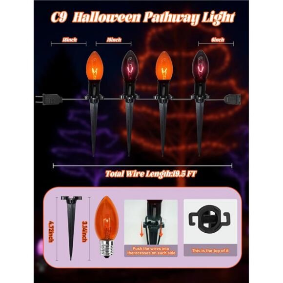 Halloween Pathway Lights Outdoor,10 Pack Halloween Party Decor Stake Lights - Picture 2 of 8